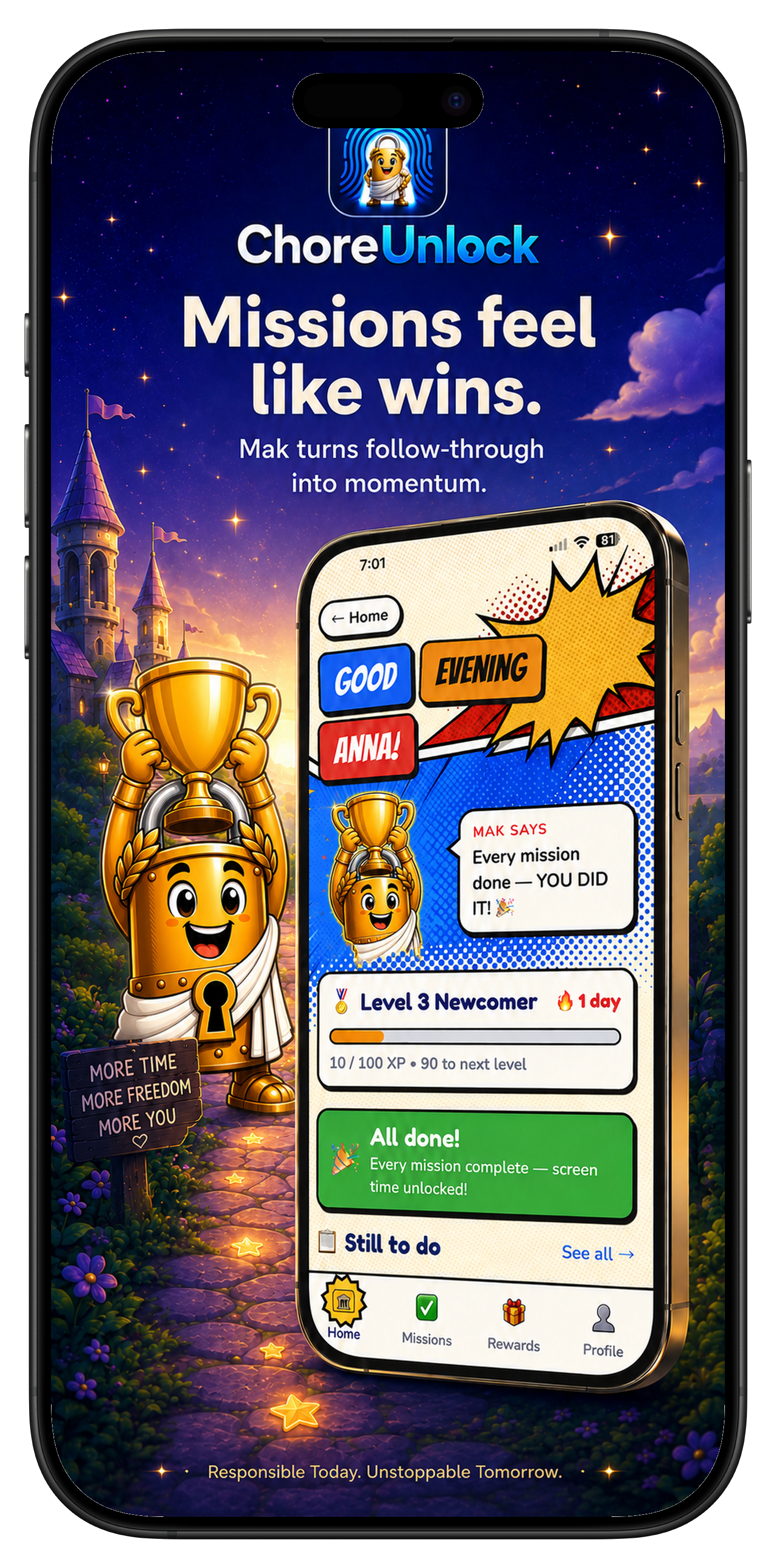 Missions feel like wins — kids stay motivated