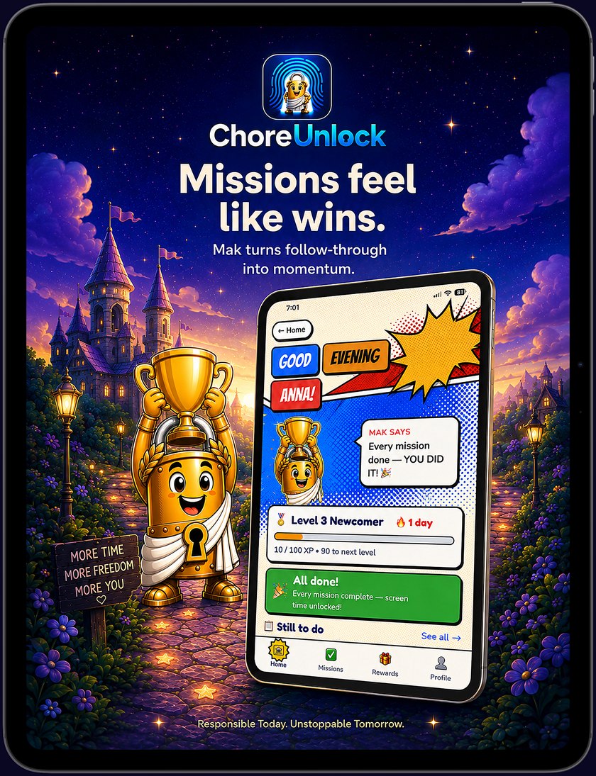 Missions feel like wins — the child home screen