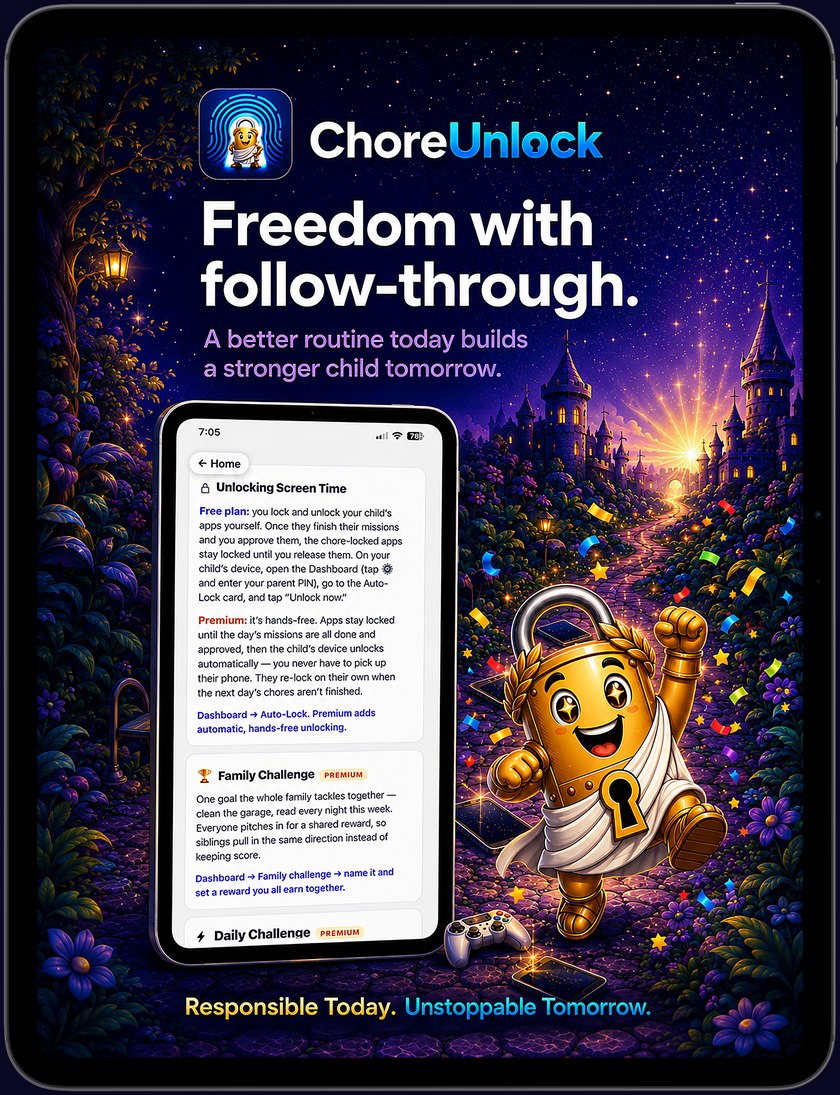Freedom with follow-through — auto-lock and challenges