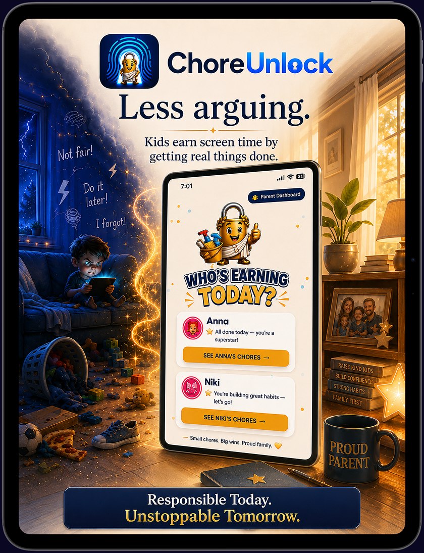 Less arguing — kids earn screen time by getting real things done